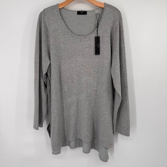 Tahari Women’s Long Sleeve sweater tunic Size 2X  Gray Cotton plus new $68 - Picture 5 of 15